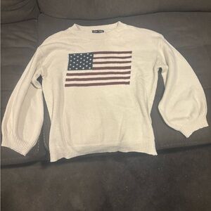 NWOT Women’s White Sweater with American Flag Design SHEIN